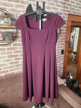 Calvin Klein Deep Plum Fit-and-Flare Midi Dress